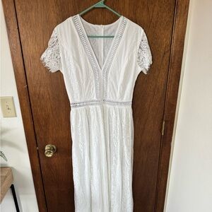 Amazon White Lace Maxi Dress